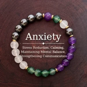 Calming Bracelet - 8mm Aquatic Agate and Hematite Natural Stone Beaded Handmade Bracelet