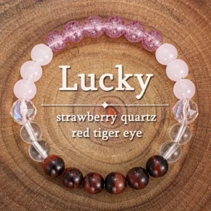Strawberry quartz and red tiger eye stone Lucky bracelet