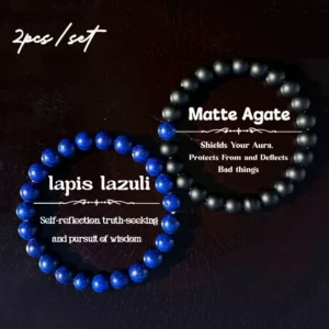 2-piece set — Lapis Lazuli + Matte Agate.