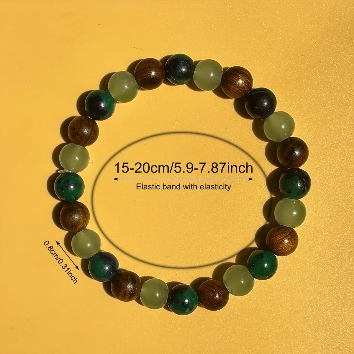 Green Jade & Wooden Bead Energy Bracelet - Image 2